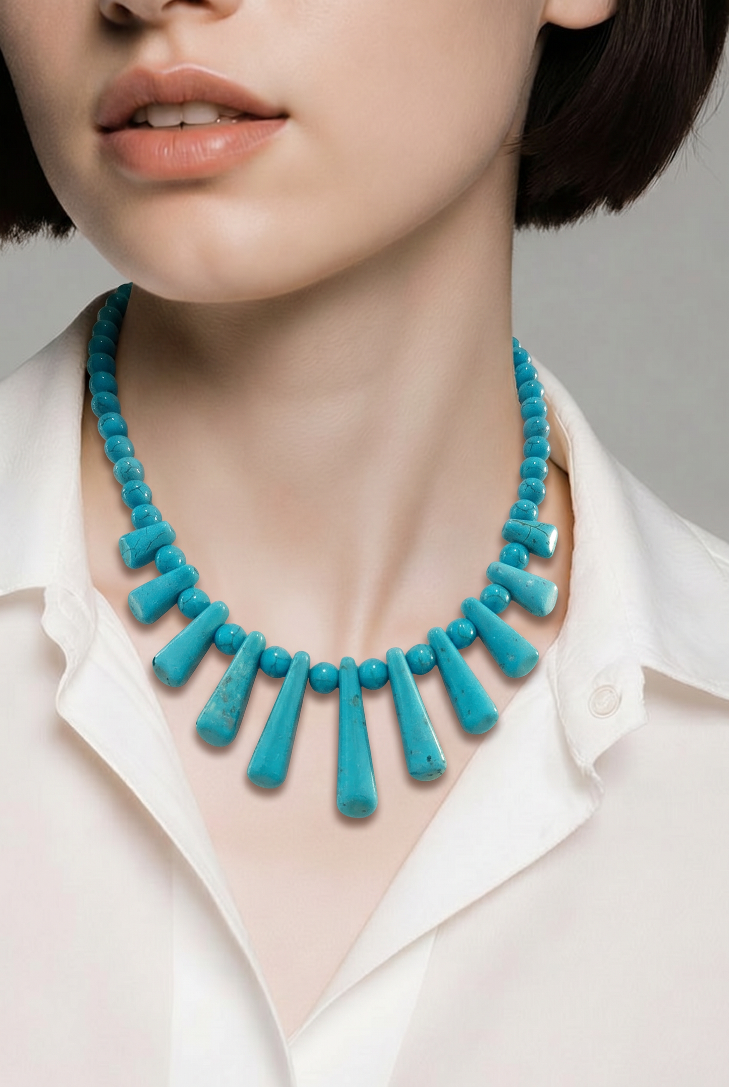 Collar Howlita Turquesa Étnico | Piedra Natural | Joyería Mágica