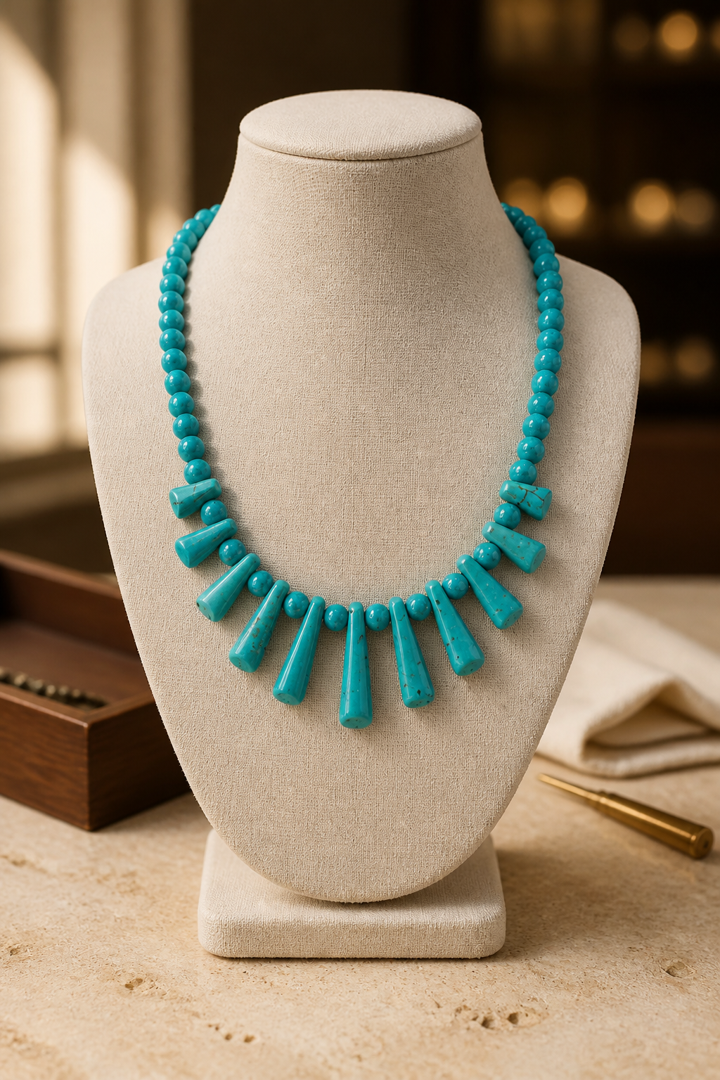 Collar Howlita Turquesa Étnico | Piedra Natural | Joyería Mágica