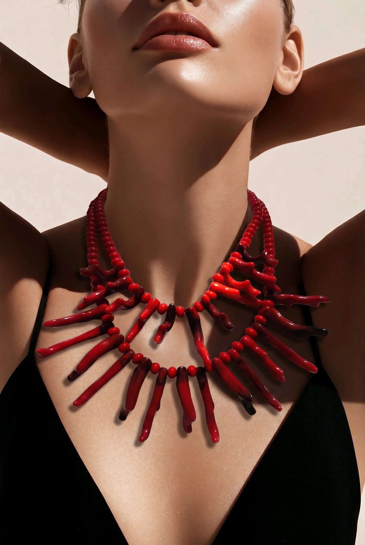 Collar Doble Cuencas y Corales Rojos | Joyería Mágica