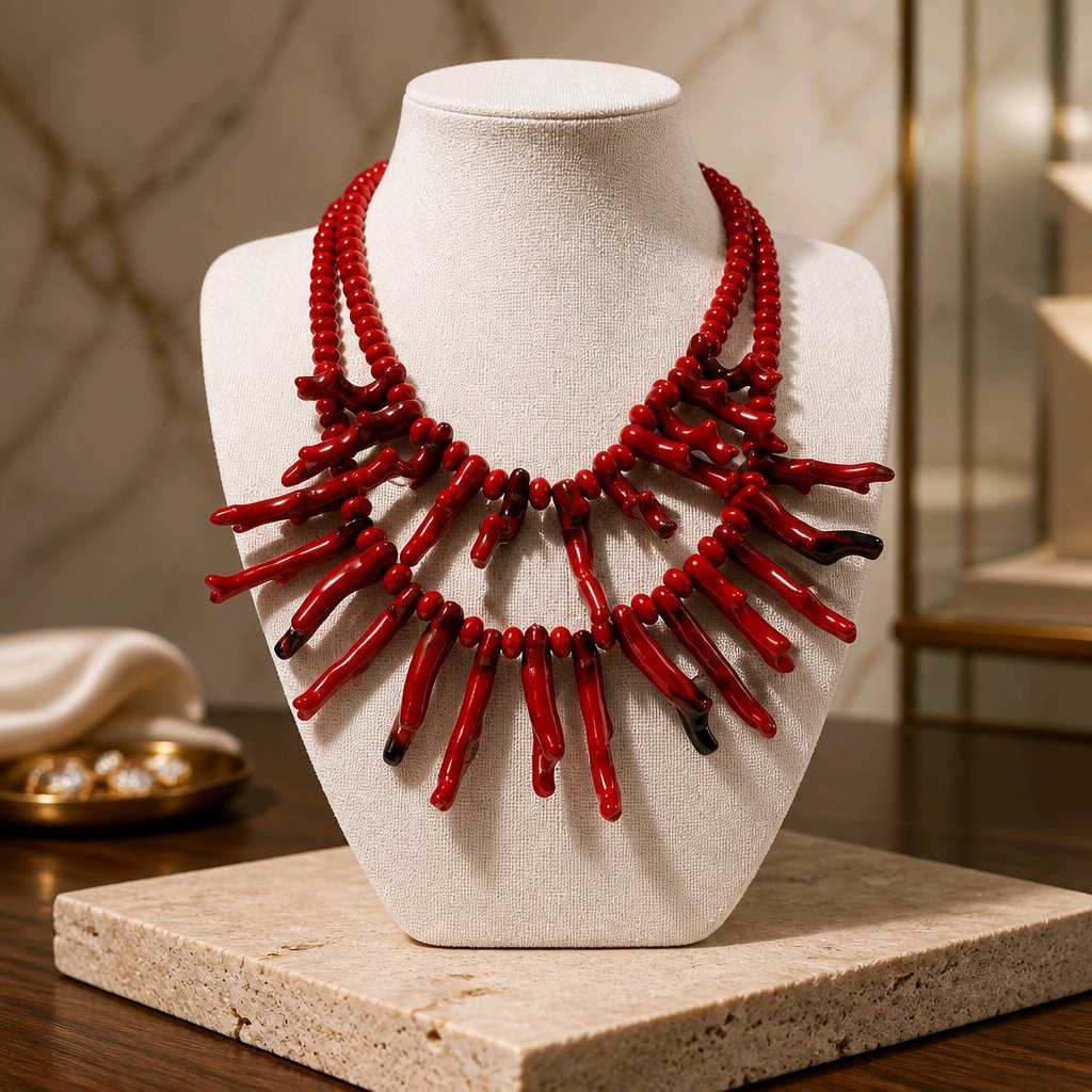 Collar Doble Cuencas y Corales Rojos | Joyería Mágica