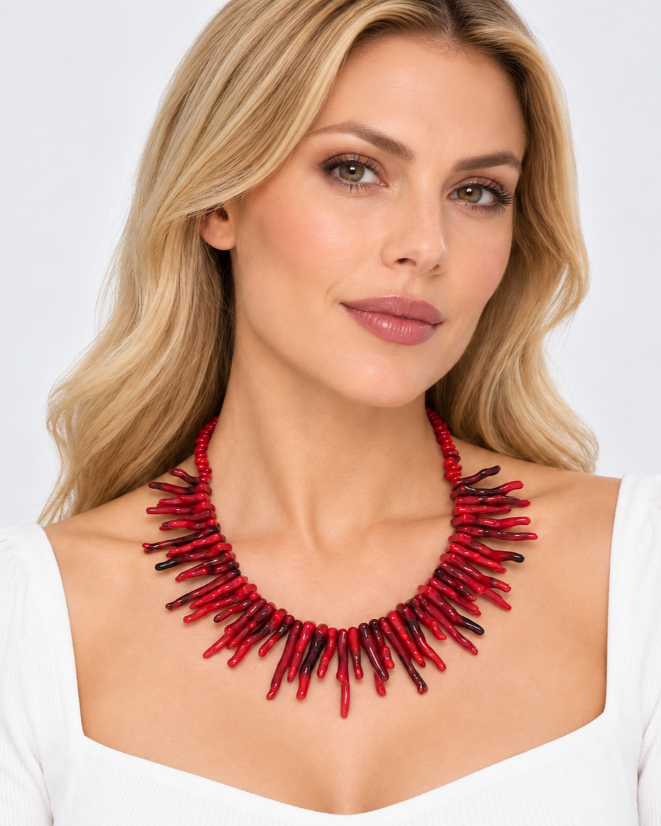 Collar Corales Rojos Resina