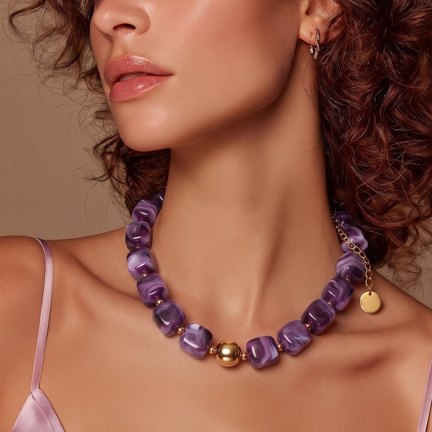 Collar Cuencas Rectangulares Moradas