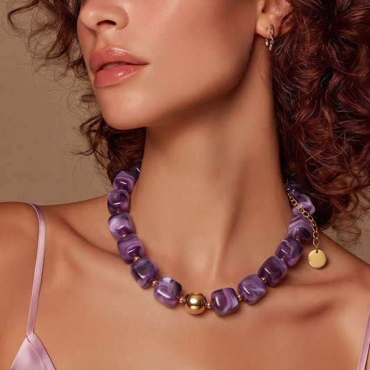 Collar Cuencas Rectangulares Moradas