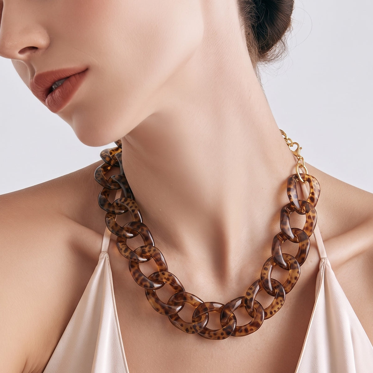 Collar Cadena Eslabón Animal Print