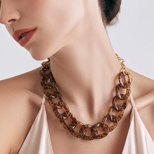 Collar Cadena Eslabón Animal Print