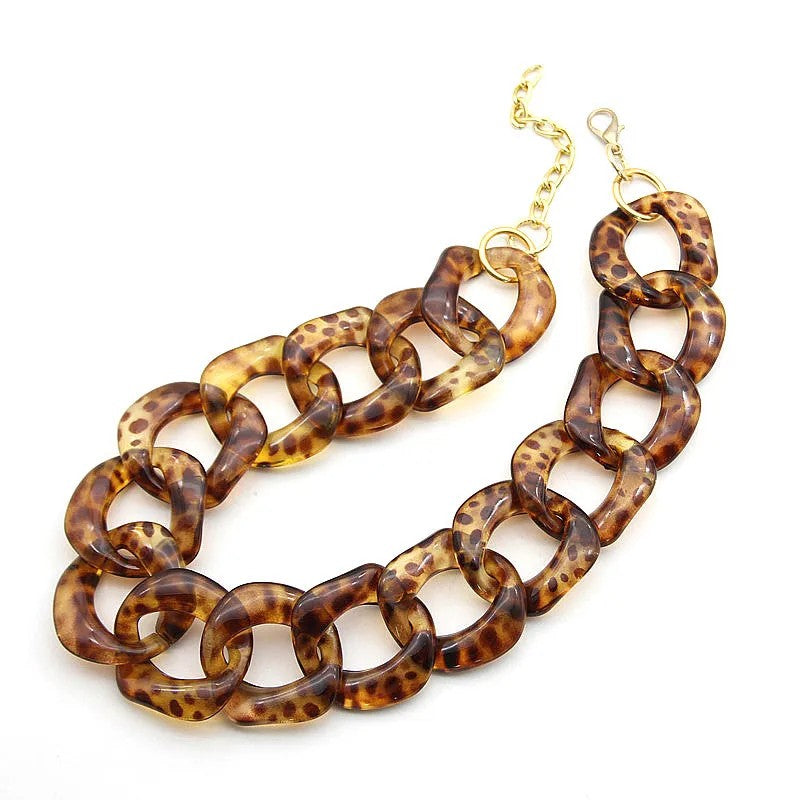 Collar Cadena Eslabón Animal Print