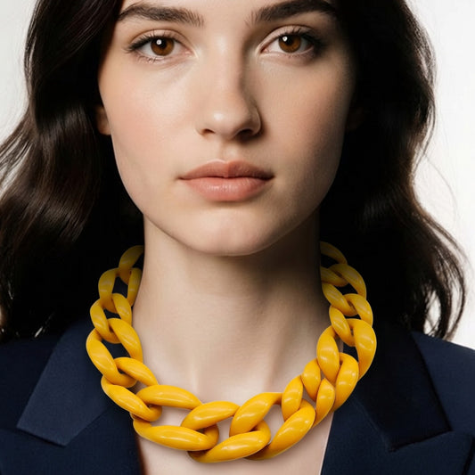 Collar Cadena Eslabón Vino Mostaza