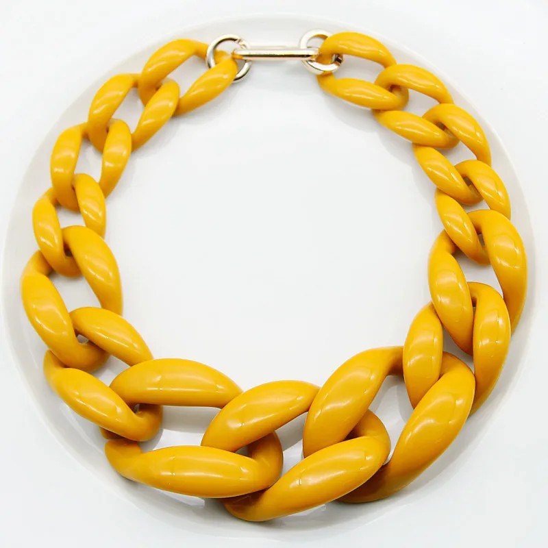 Collar Cadena Eslabón Vino Mostaza