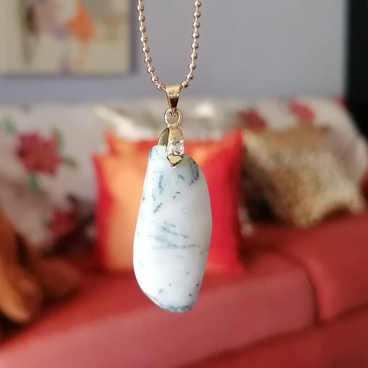 Dije Agata Bosque con Pasacadenas Dorado Zirconia