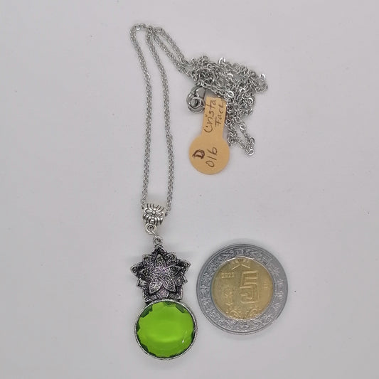 Dije Cristal Peridoto Corte Redondo