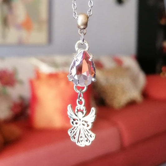 Dije Cristal Kunzita Rosa Oval