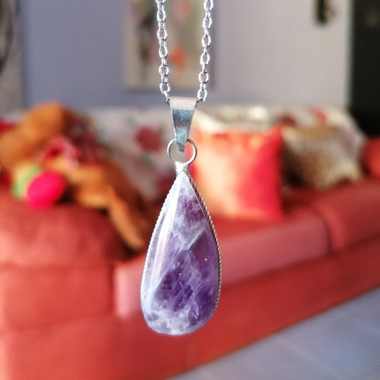 Dije Amatista Gota Chevron Transparente
