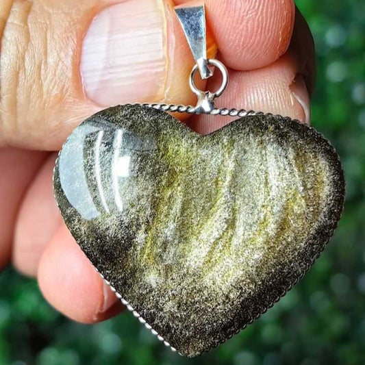 Dije Obsidiana Dorada Corazón