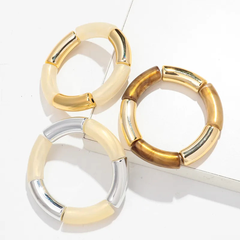Pulsera Elástica Dorada y Café