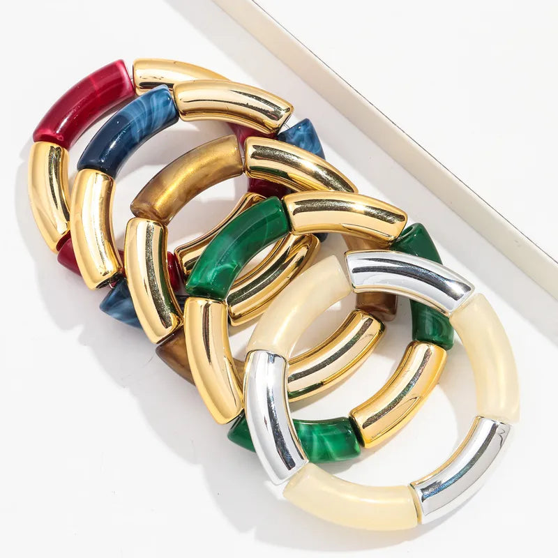 Pulsera Elástica Dorada y Café