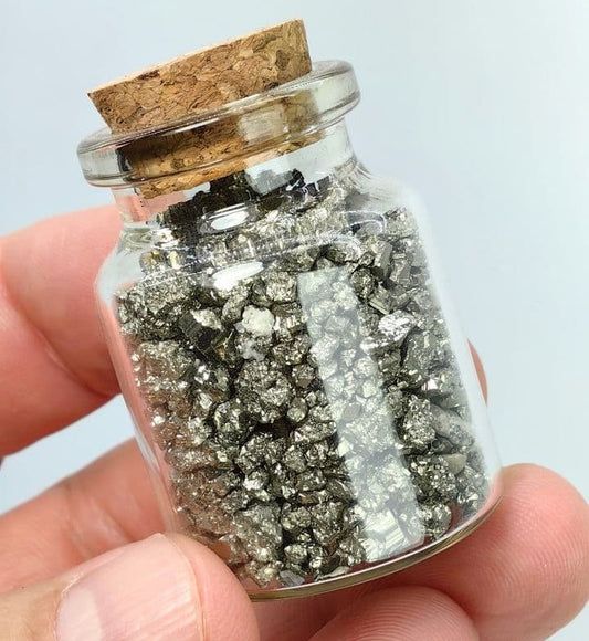 Frasco con Piedras Minerales de Piritas