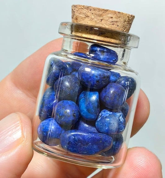 Frasco con Piedras Minerales de Lapislázuli