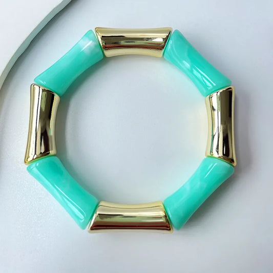 Pulsera Elástica Bicolor Dorada y Verde