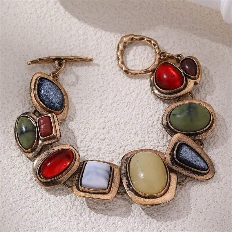 Pulsera Multi Colores Dijes de Piedras Resina