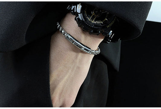 Pulsera Plateada Acero 19 cm