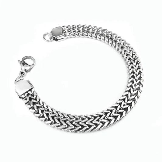 Pulsera Plateada Tejida W 21 cm