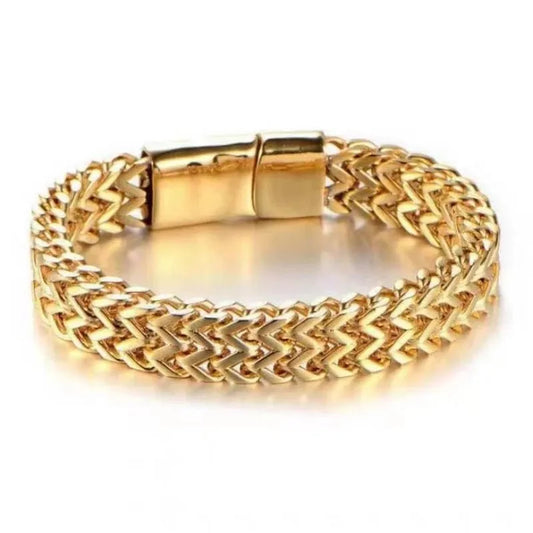 Pulsera Dorada Doble Trenzada 22 cm x 8mm