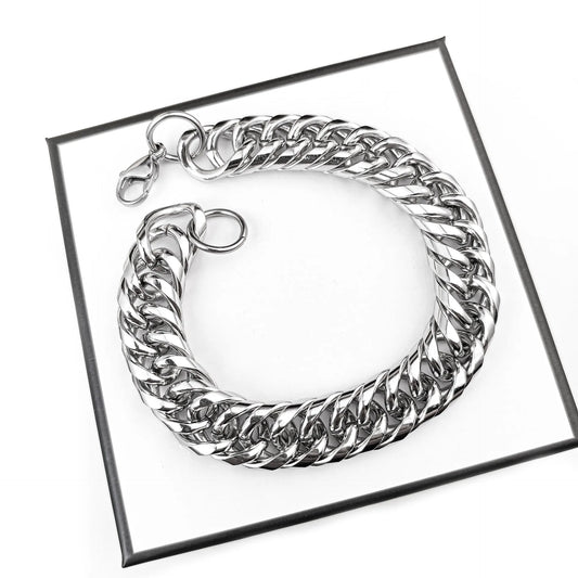 Pulsera Plateada Tejida 21 cm