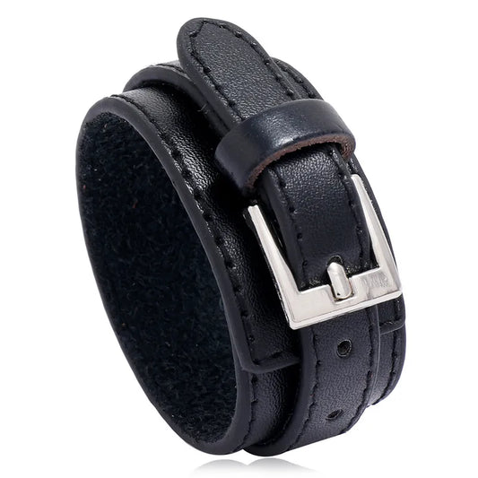 Pulsera Cuero Negra de Hebilla