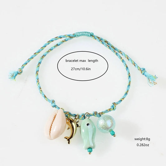 Pulsera Hilo Marino Tonos Turquesa