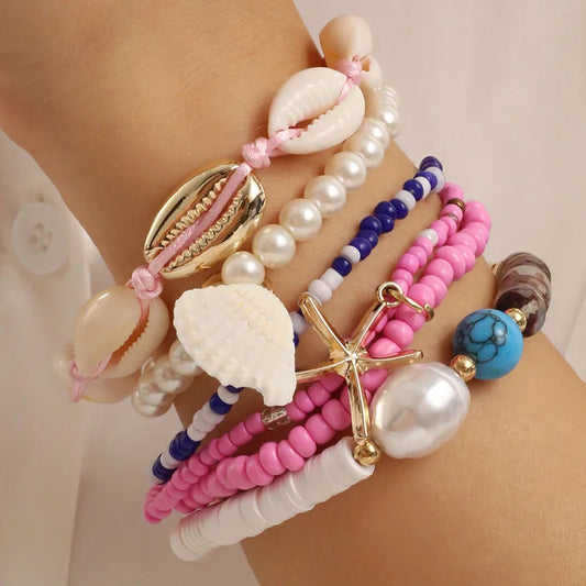 Pulsera Múltiple Marina Tonos Naranja