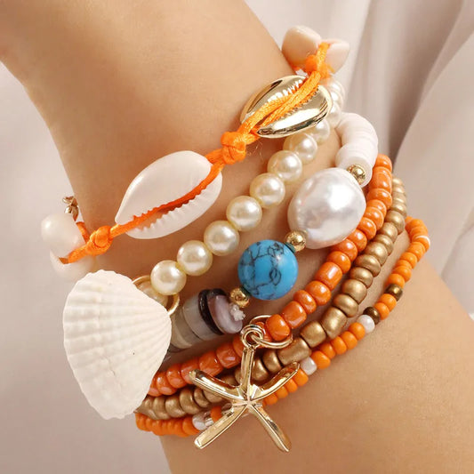 Pulsera Múltiple Marina Tonos Rosas