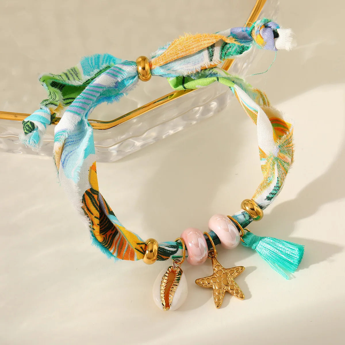 Pulsera Paliacate Vivos Turquesa Dijes Marinos y Borla