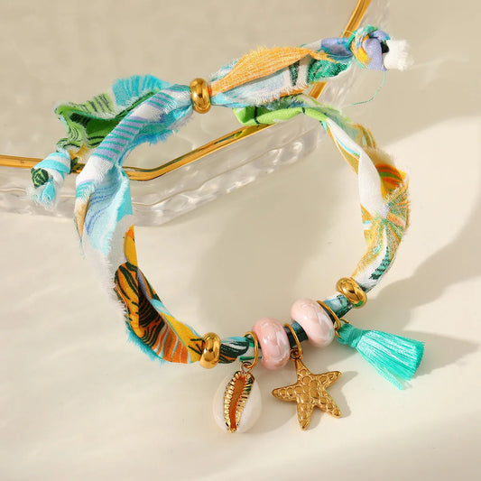 Pulsera Paliacate Vivos Turquesa Dijes Marinos y Borla