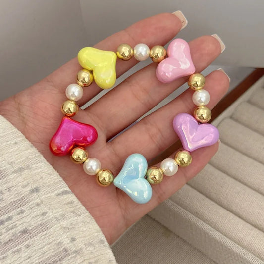 Pulsera Corazones Multicolores Lisos