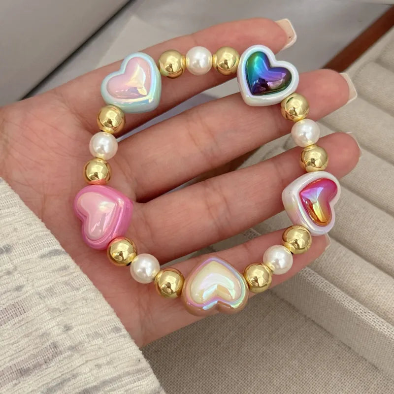Pulsera Corazones Multicolores Rellenos