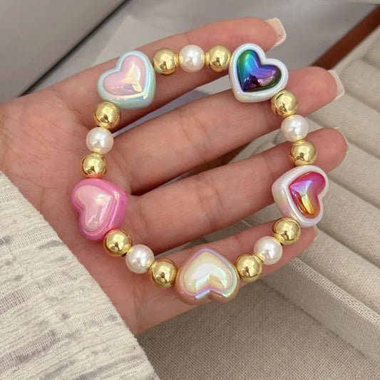 Pulsera Corazones Multicolores Rellenos