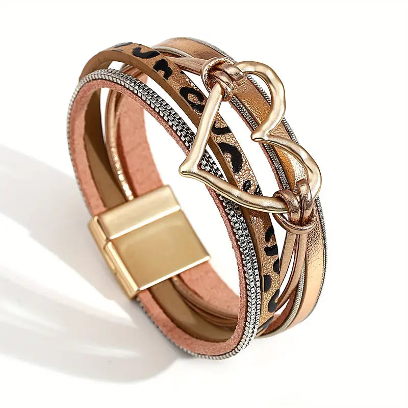 Pulsera Múltiple Tonos Dorados Ronda Corazón