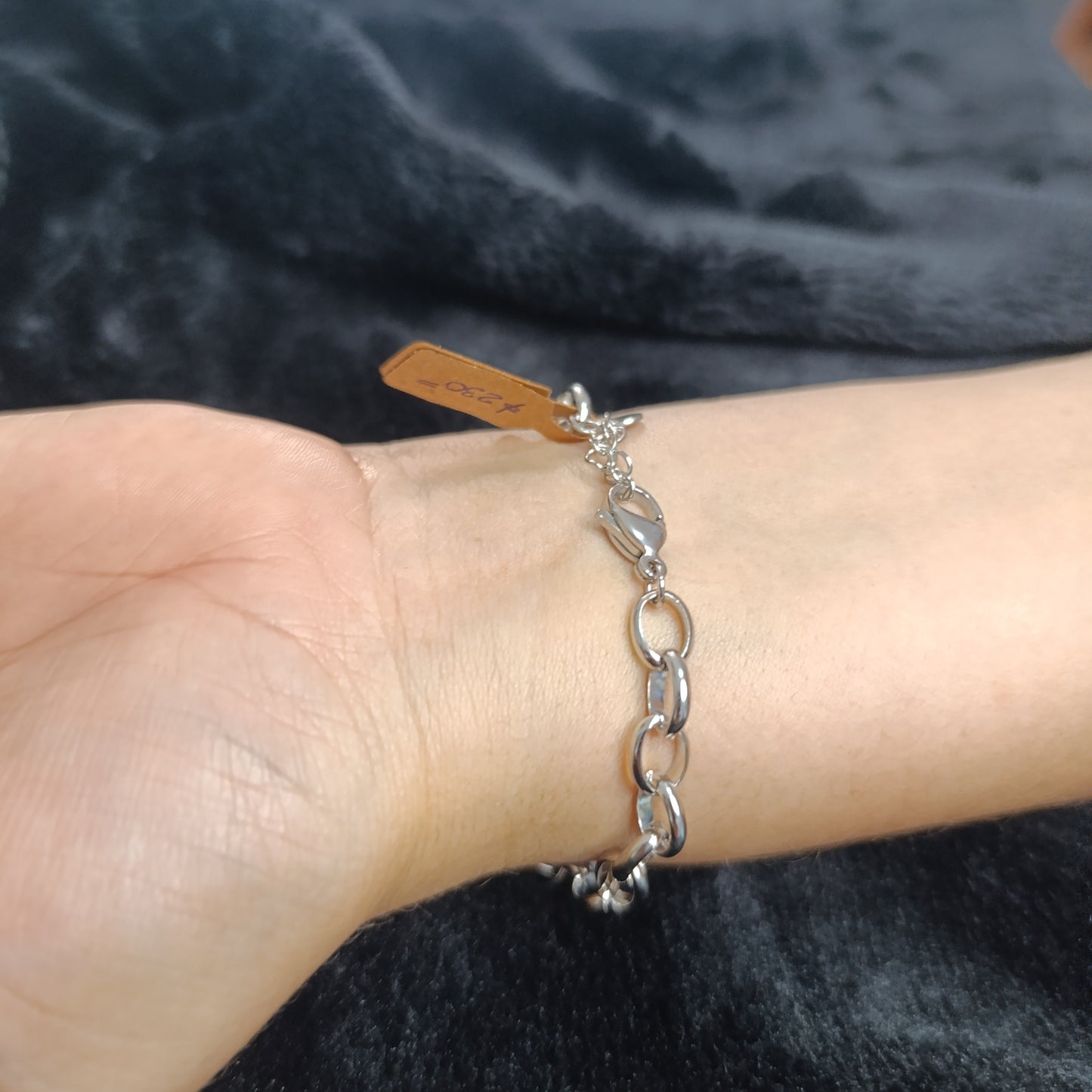 Pulsera Cadena y Elipse Divergente Plateada