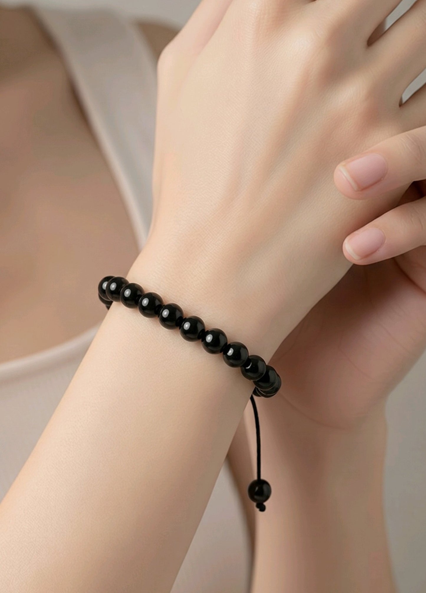 Pulsera Cuencas Obsidiana Negra