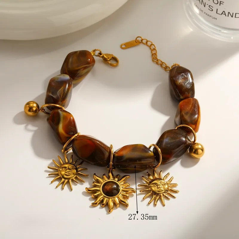 Pulsera Resinas Dijes Acero Sol