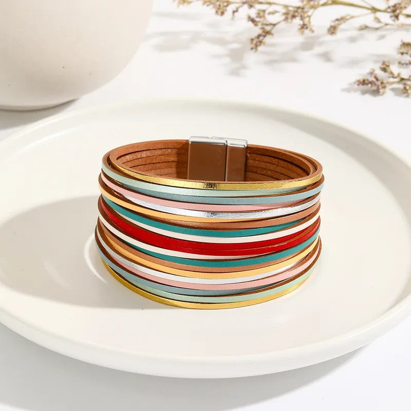 Pulsera Piel Sintética Multicolor
