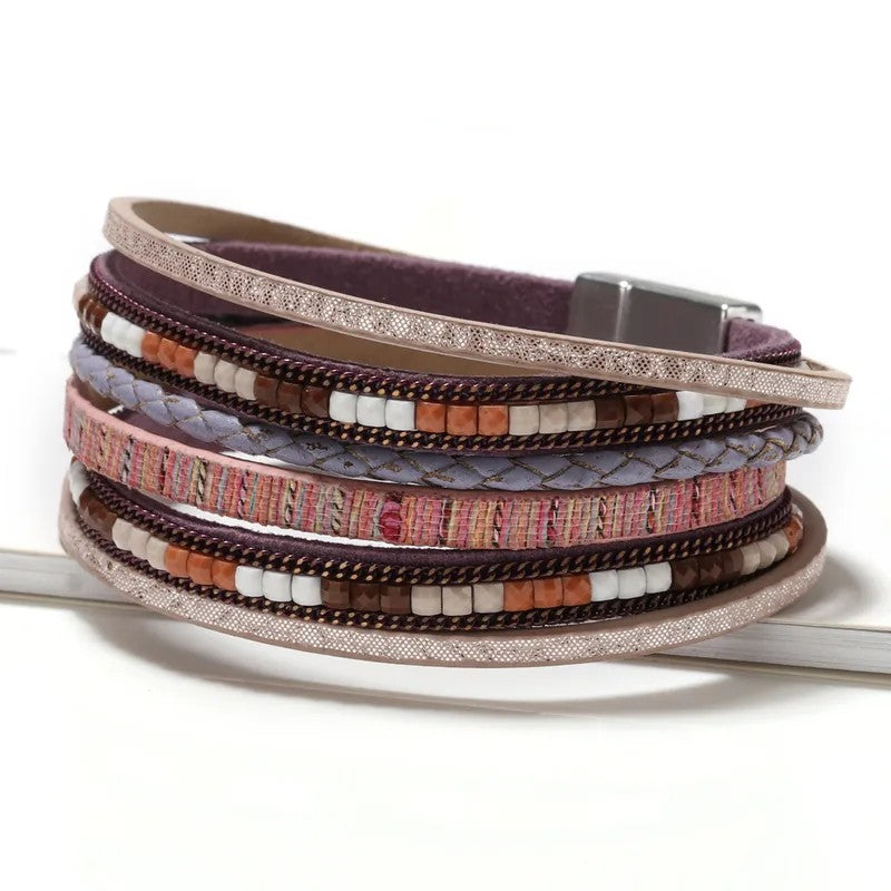 Pulsera Piel Sintética Rosa