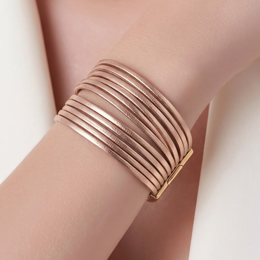 Pulsera Piel Sintética Oro Champán