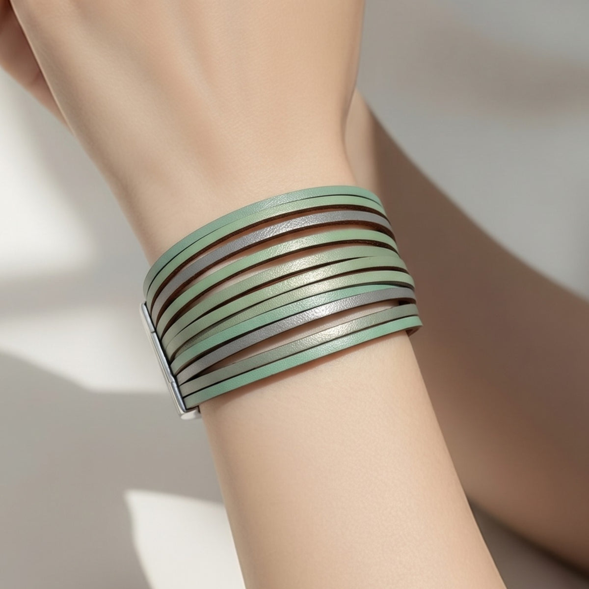 Pulsera Piel Sintética Verde Gradiente