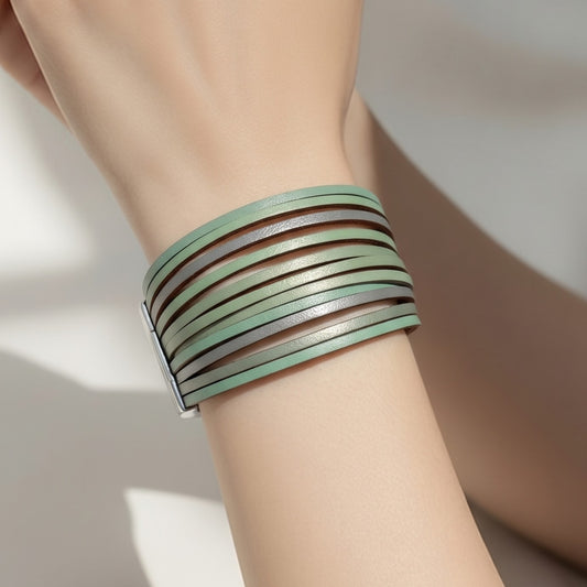 Pulsera Piel Sintética Verde Gradiente