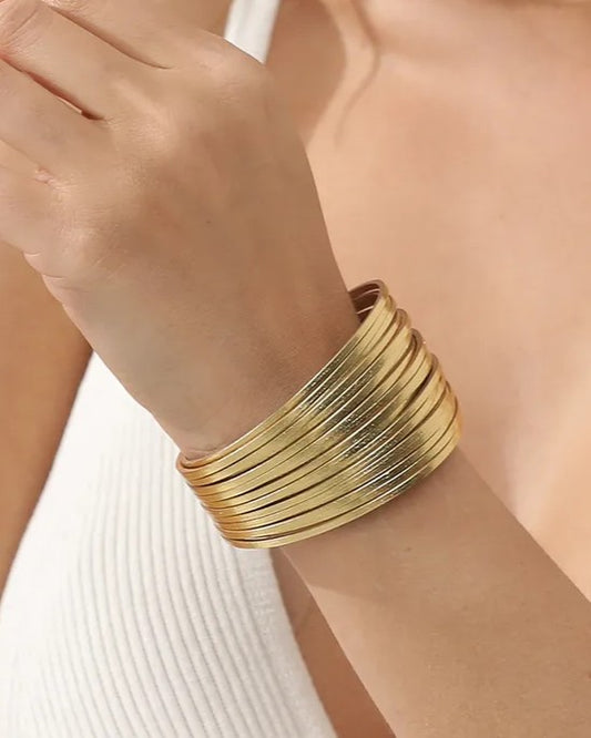 Pulsera Piel Sintética Dorada