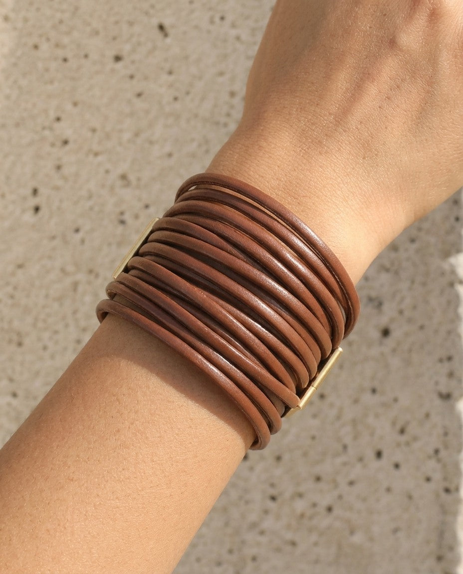 Pulsera Piel Sintética Café