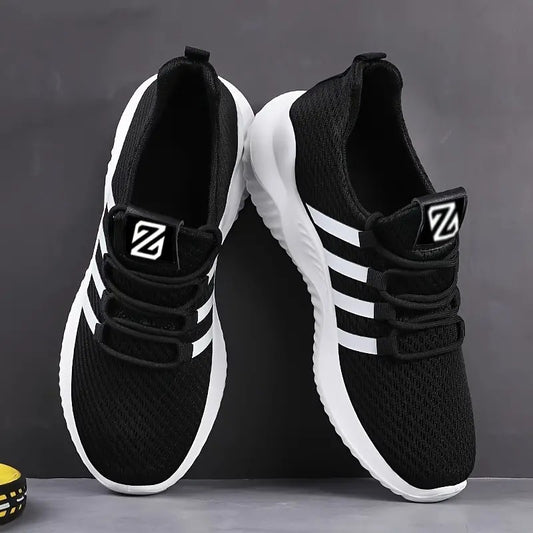 Tenis Negro Rayas Blancas Tipo Calcetín